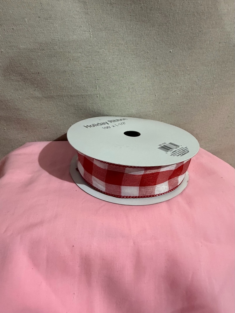 Christmas Holiday Red and White Gingham Decorative wired Ribbon